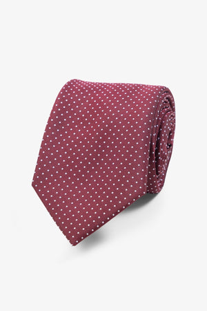 Tie - Burgundy/White Dotted