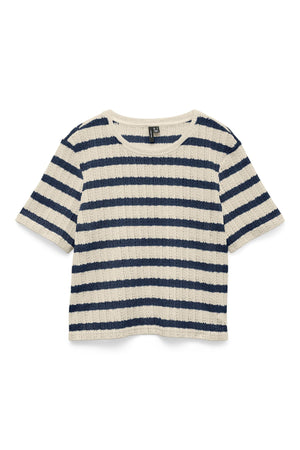Freja Top - Righe Betulla - Blu Scuro