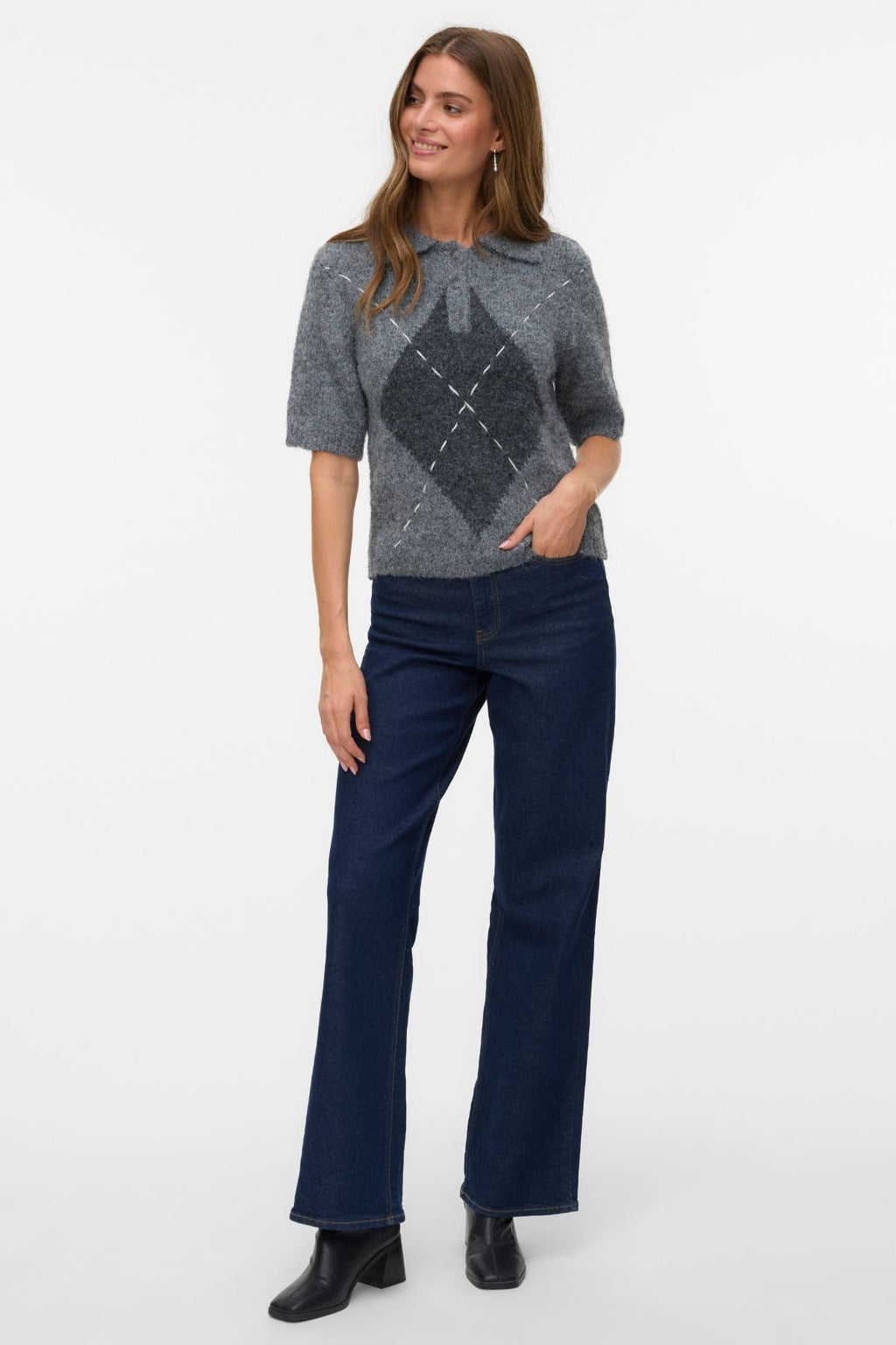 Pullover Poloneck 2/4 Bliss - Melange grigio medio