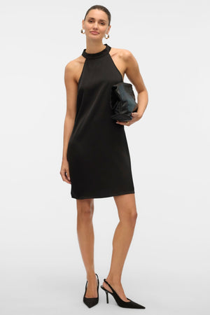 Elena Halter Neck Short Dress - Black