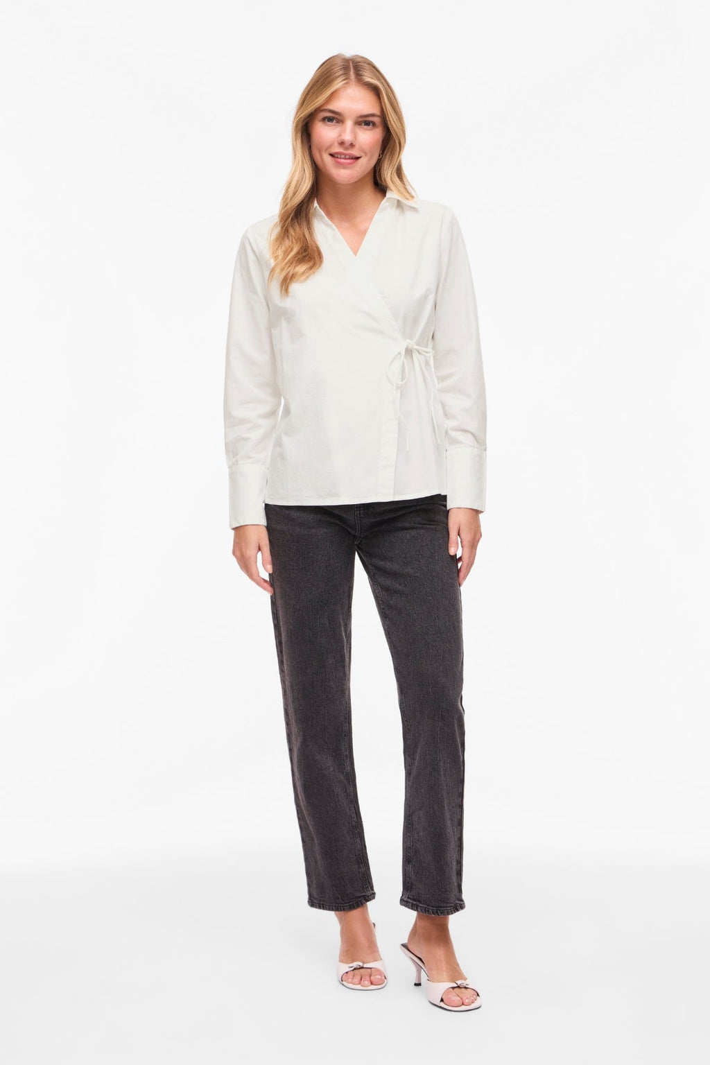 Lumi V-Neck Wrap Top - Snow White