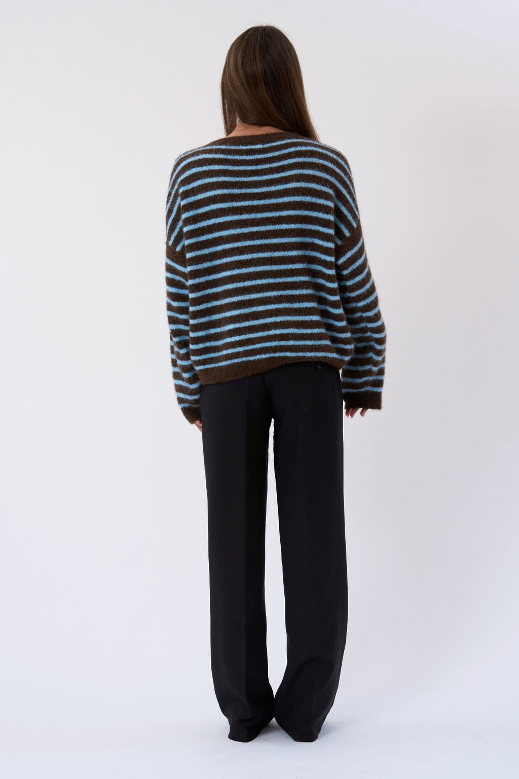 Maglia a righe Terra di Siena - Cioccolato/Azzurro