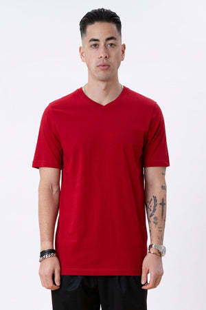 Basic T-shirt scollo a V - Rossa