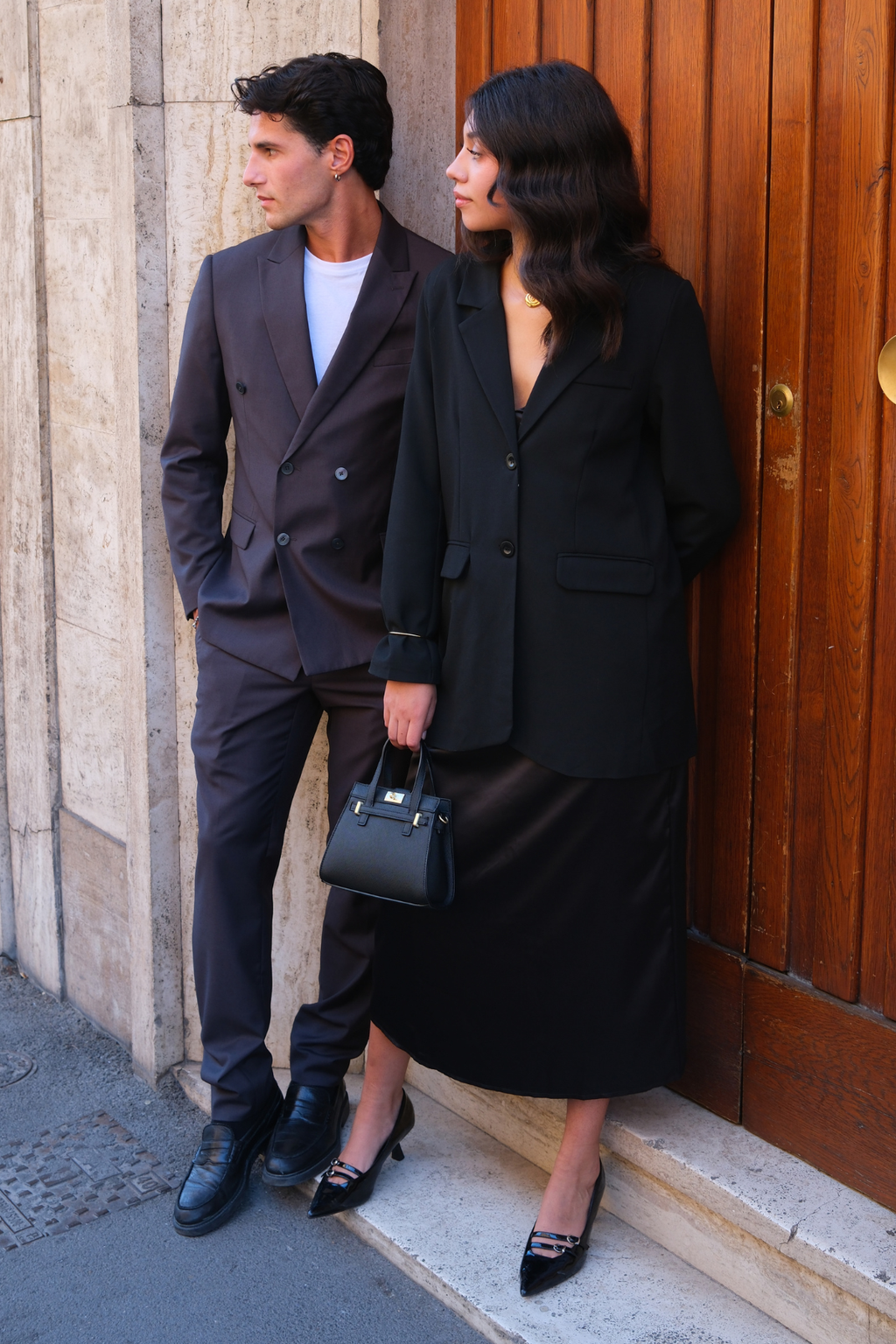 Premium Abito a doppio petto (Nero)