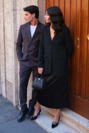 Premium Abito a doppio petto (Nero)