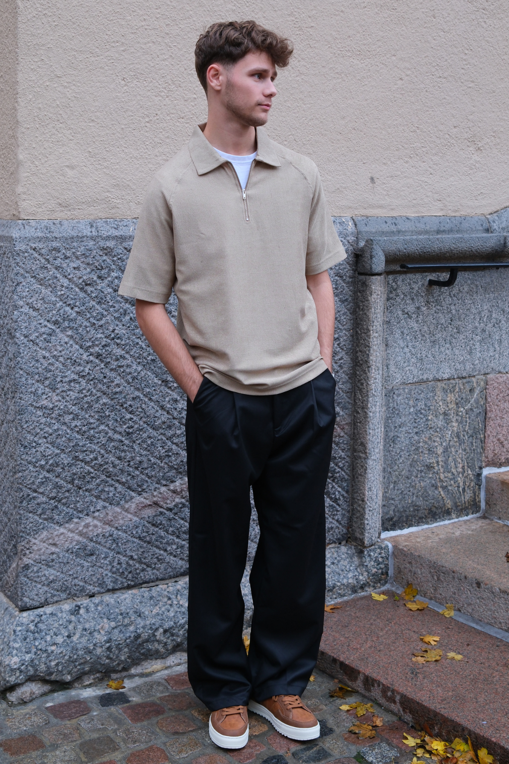 Mezza zip a manica corta enzo - kaki