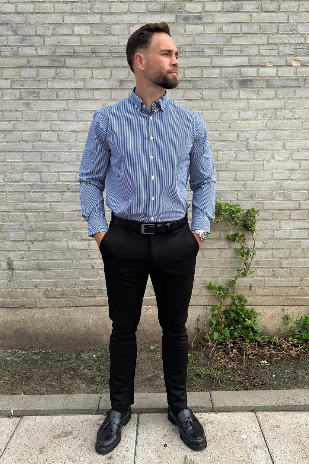 The Original Premium Performance Camicia - Bianca/Blu scuro