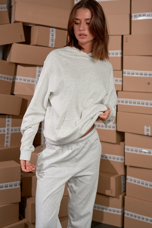 Felpa con cappuccio senza coulisse - grigio