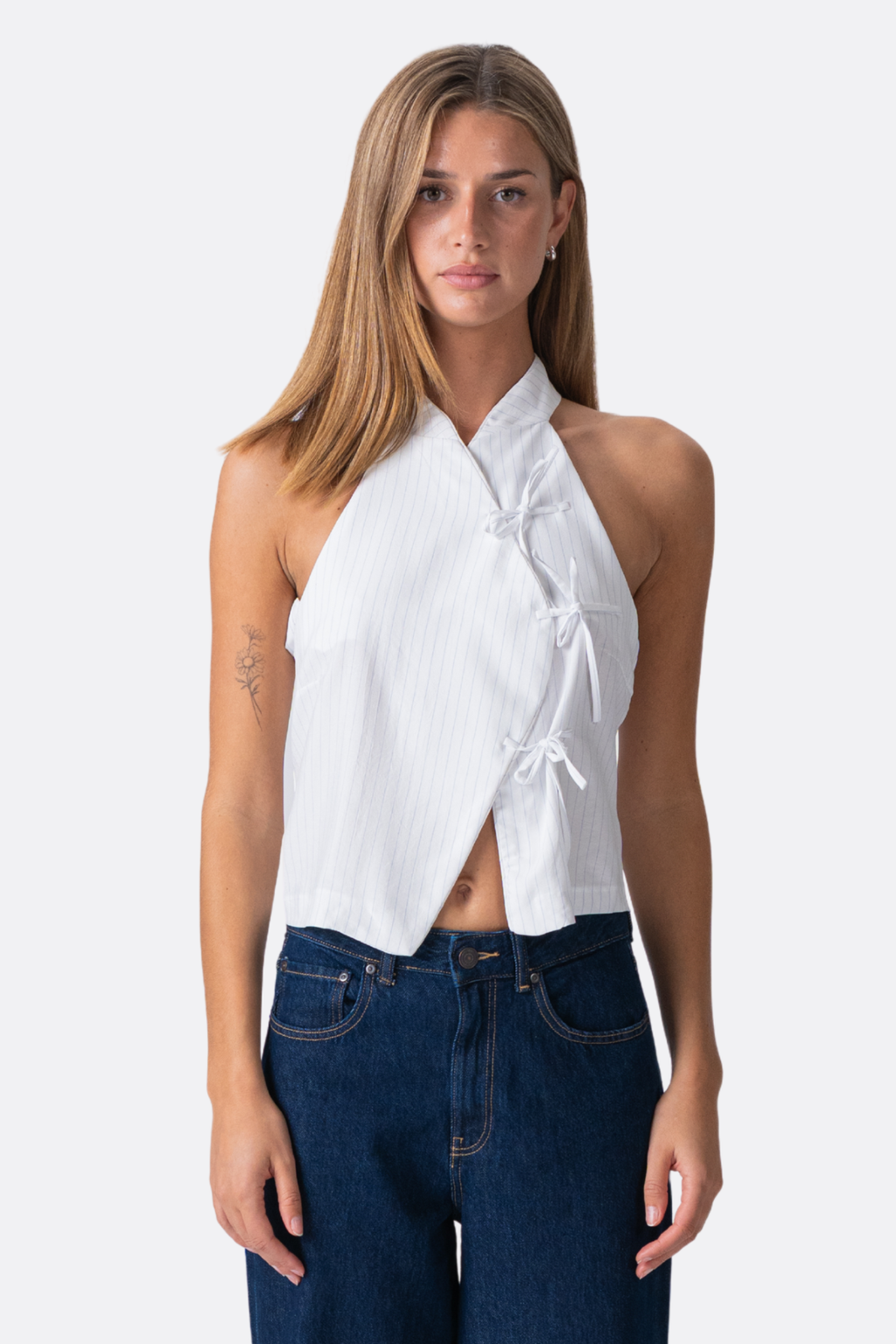 Top a strisce Silva - bianco