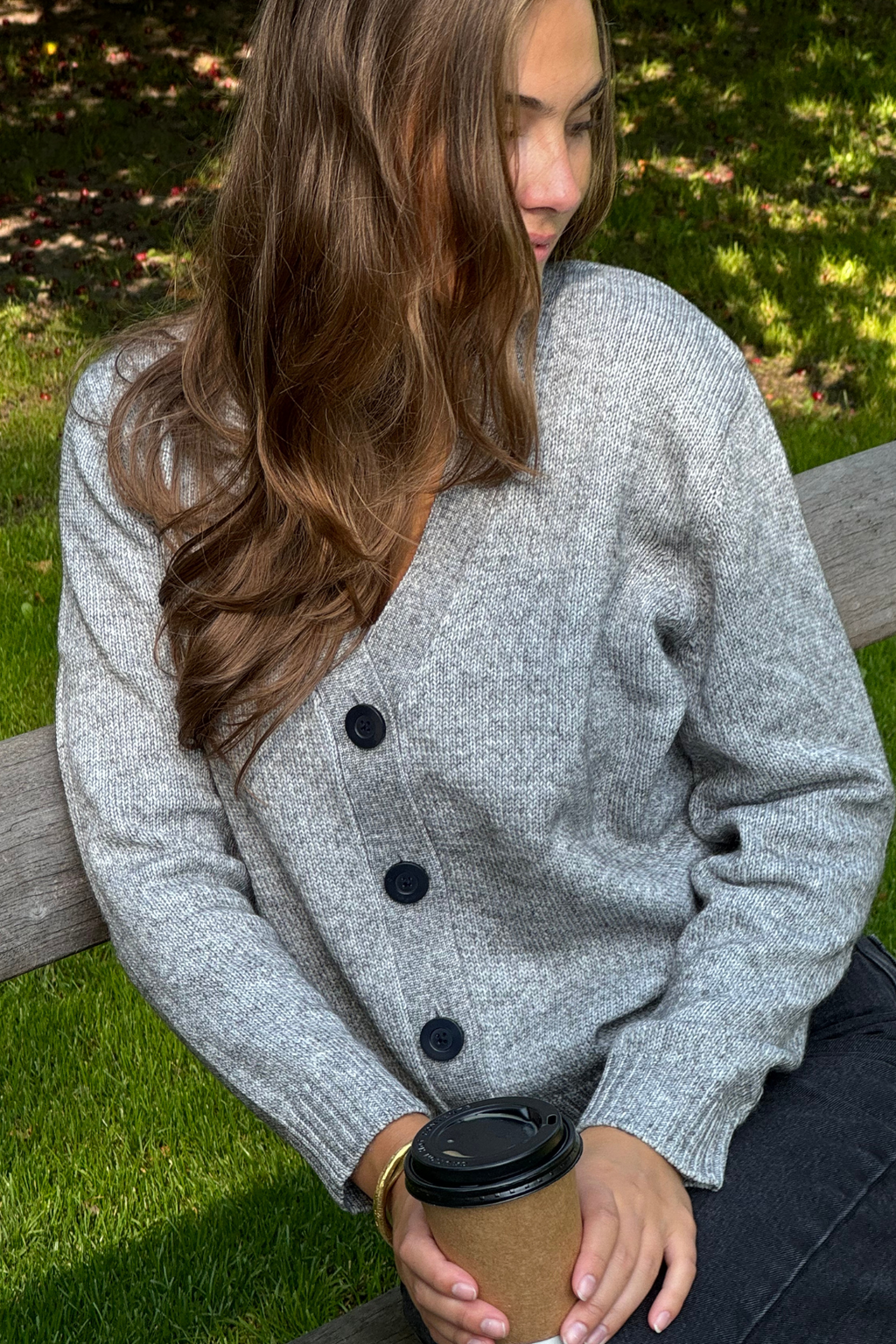 Cardigan a maglia - melange grigio chiaro