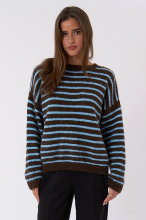 Maglia a righe Terra di Siena - Cioccolato/Azzurro