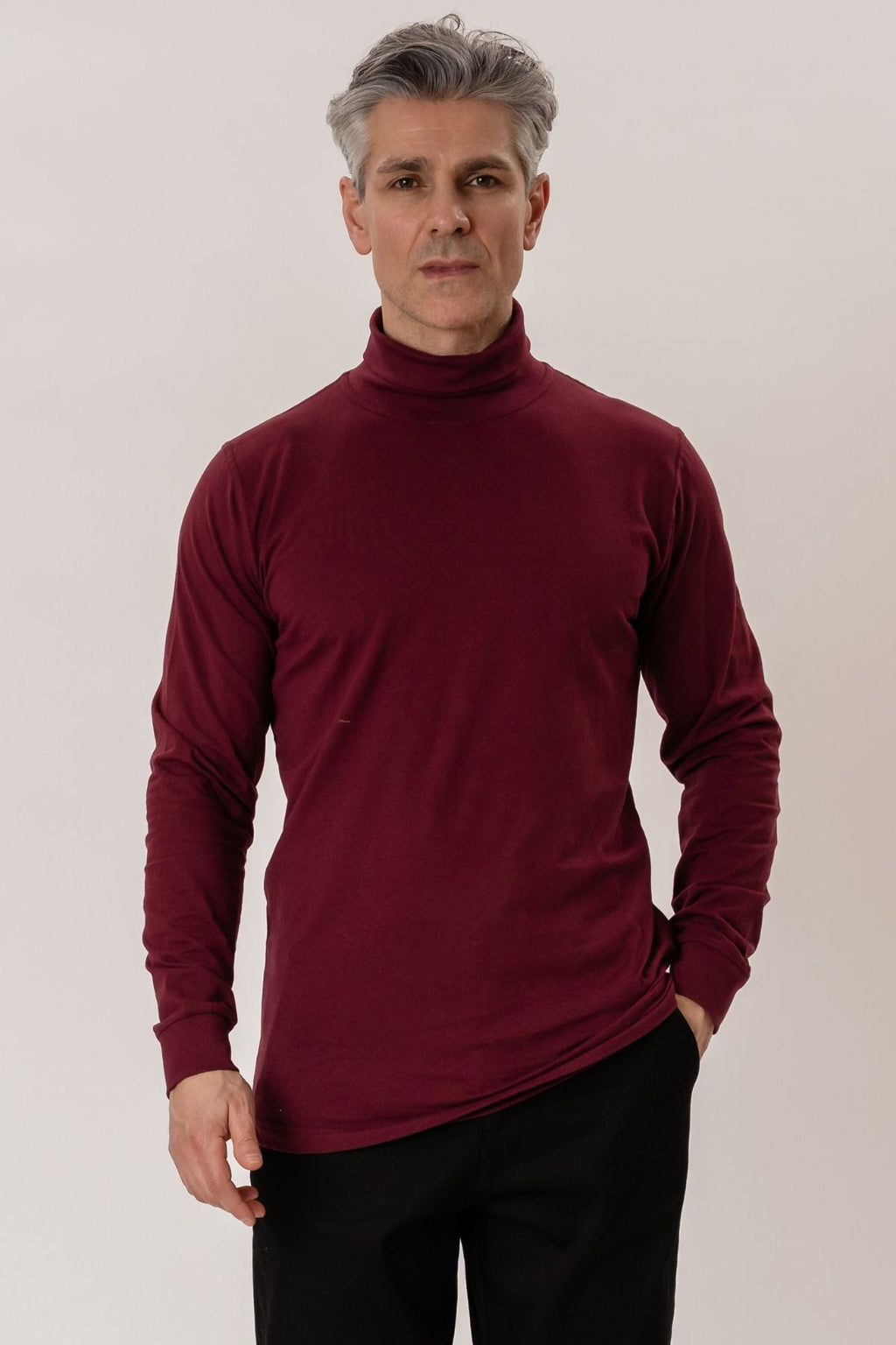 Strea con colletto rotolo - rosso bordeaux