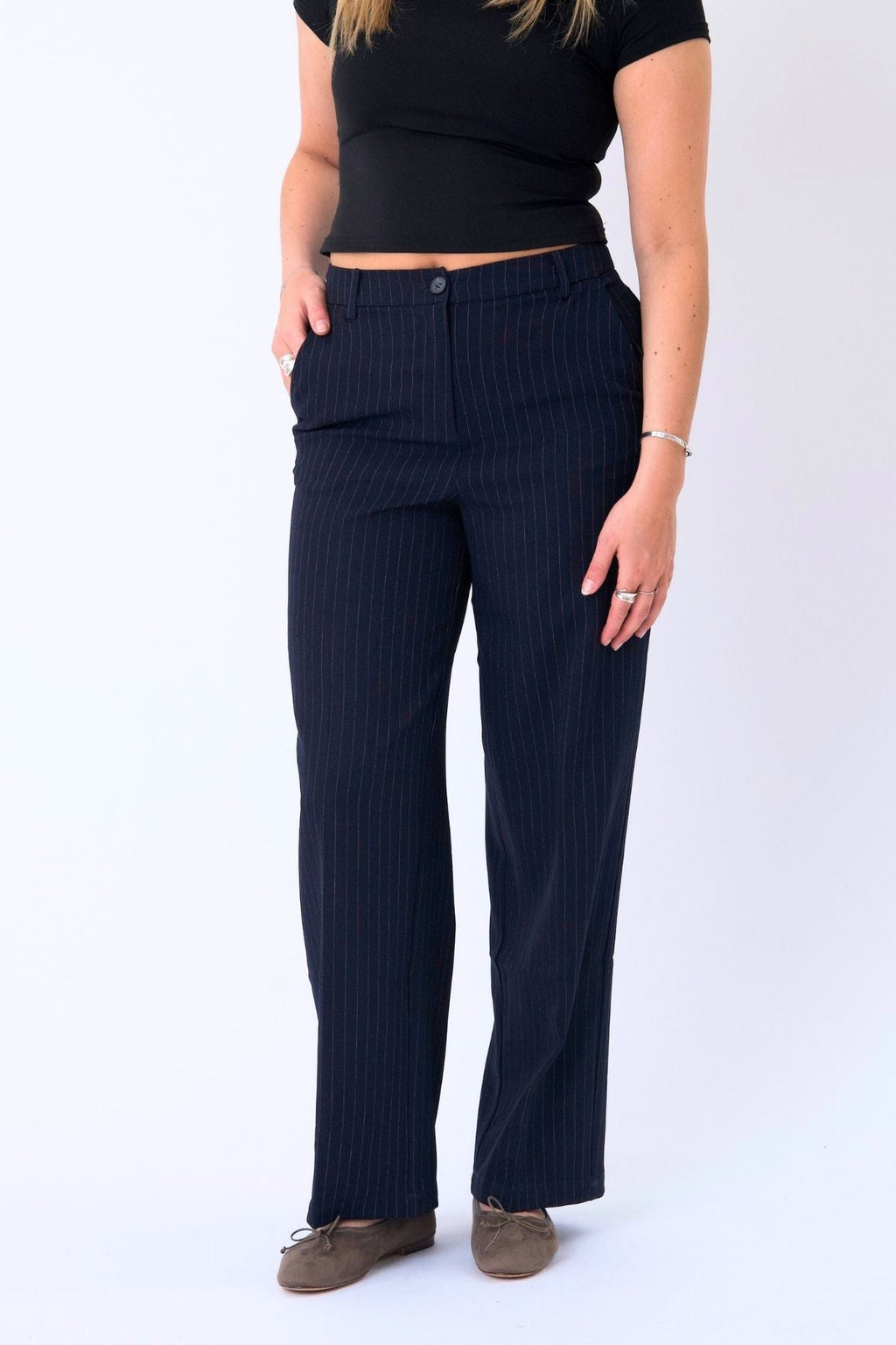 Pantaloni classici - gessicio blu scuro