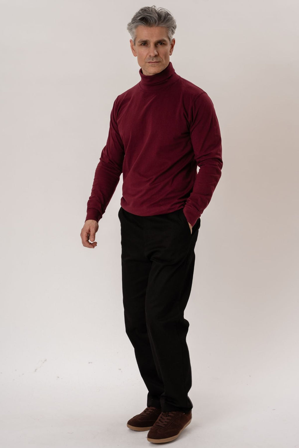 Strea con colletto rotolo - rosso bordeaux