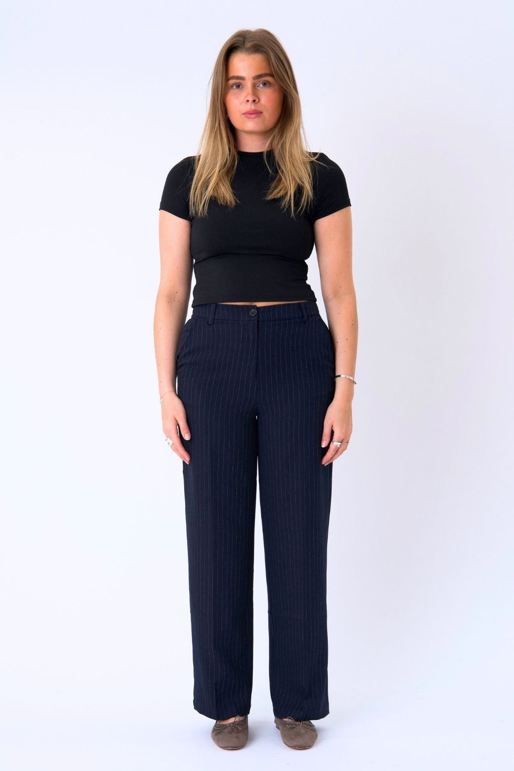 Pantaloni classici - gessicio blu scuro