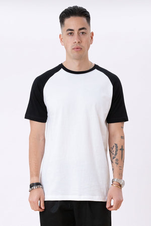 T -shirt Raglan di base - bianco e nero