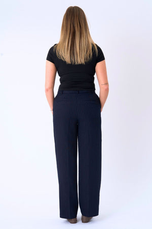 Pantaloni classici - gessicio blu scuro