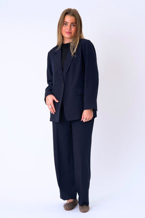 Oversized Blazer - Navy Pinstripe