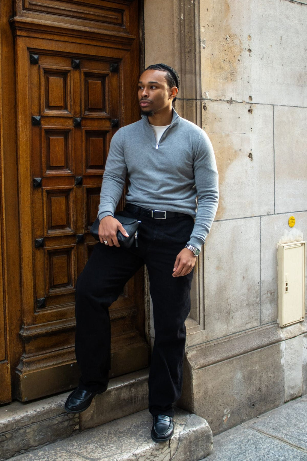 Chino dritto in cotone - Nero