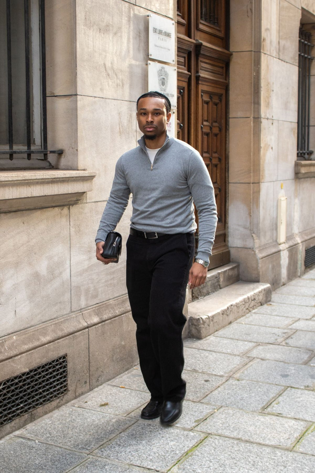 Chino dritto in cotone - Nero