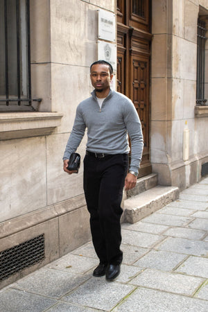 Chino dritto in cotone - Nero