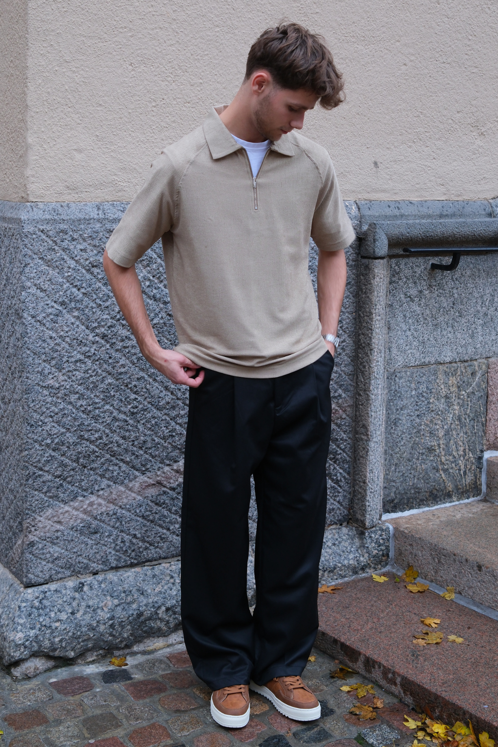 Mezza zip a manica corta enzo - kaki