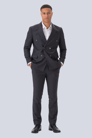 Premium Blazer a doppio petto-bruno grigio