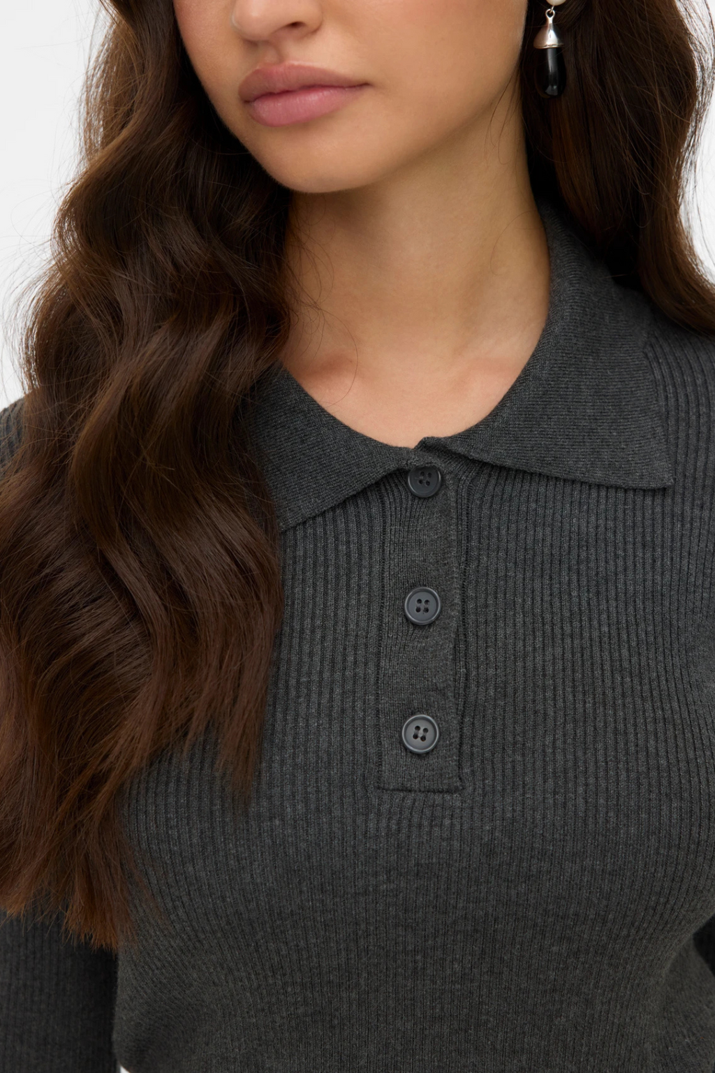 Pullover Poloneck Silje - Melange grigio scuro