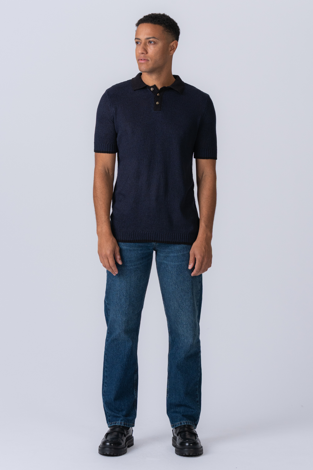 Knitted Polo - Navy