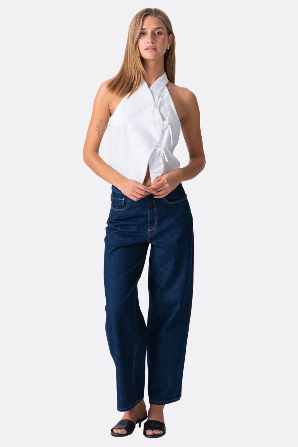 Top a strisce Silva - bianco