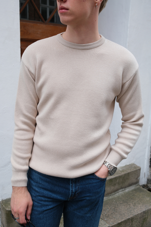 Maglione a maglia da equipaggio - beige leggero