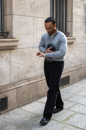 Chino dritto in cotone - Nero