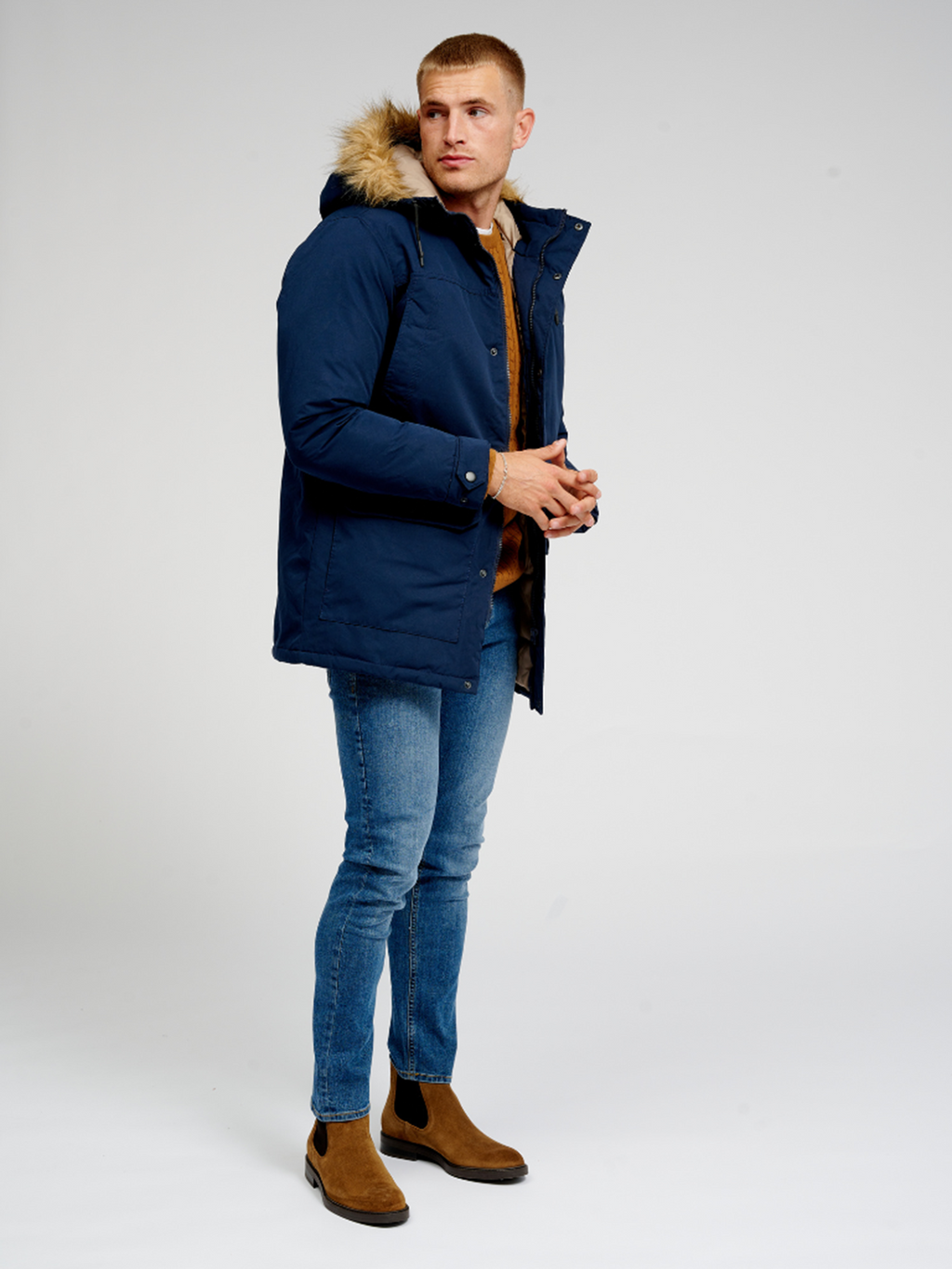 Classic Long Parka Giacca - Navy