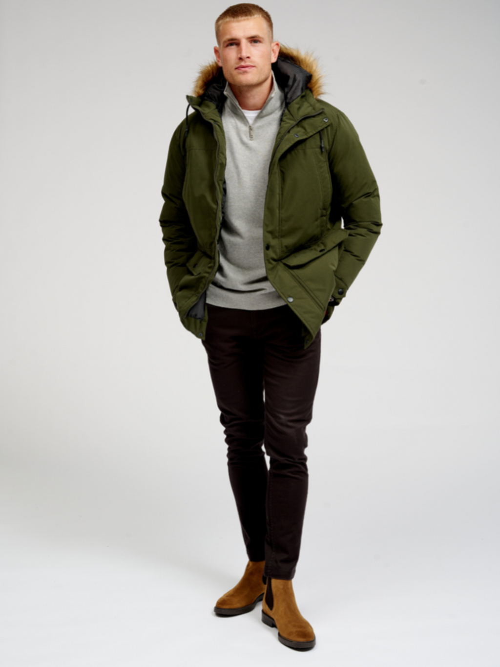 Giacca classica lunga parka - verde scuro