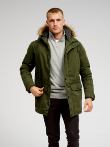 Classic Long Parka Jacket - Dark Green