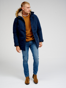 Classic Long Parka Jacket - Navy