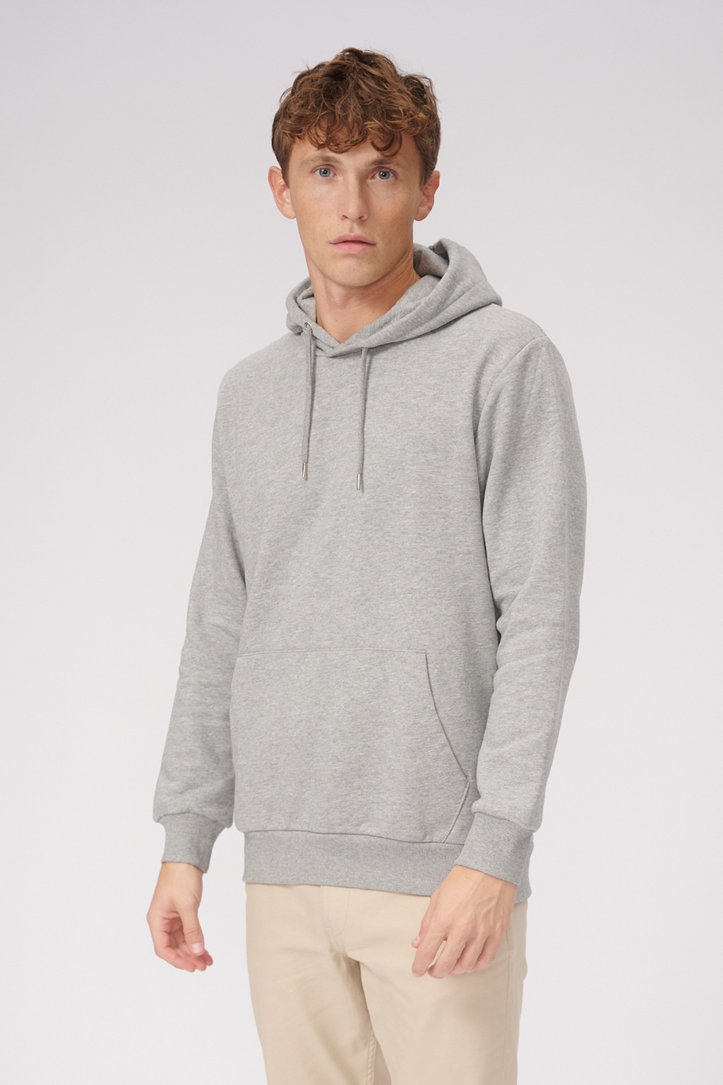 Sweat di base con cappuccio - Melange grigio chiaro