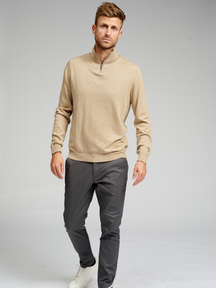 Basic Zip High Knit - Beige