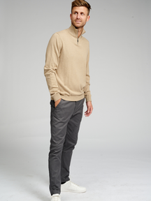 Basic Zip High Knit - Beige