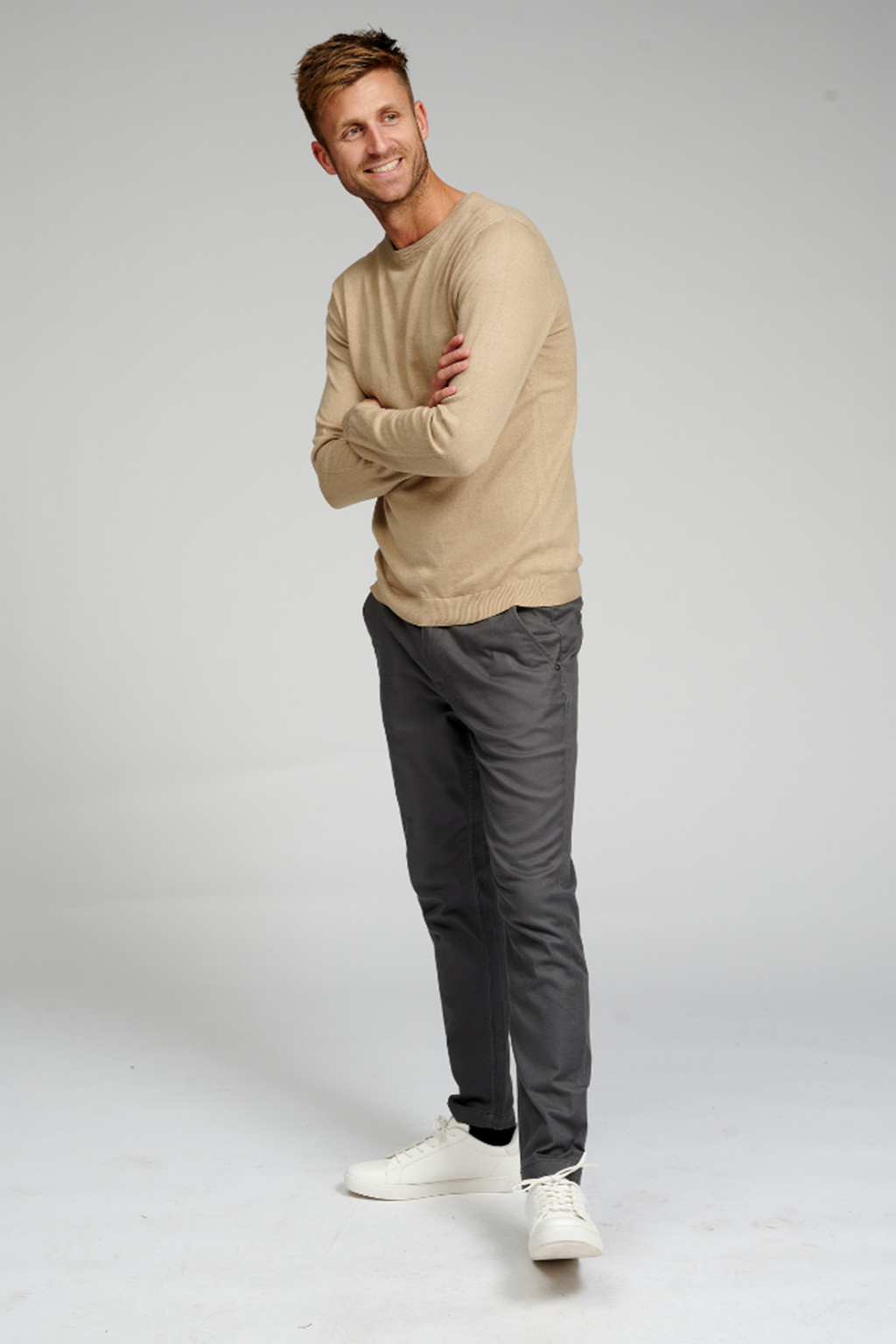 CreWneck di base in maglia - beige