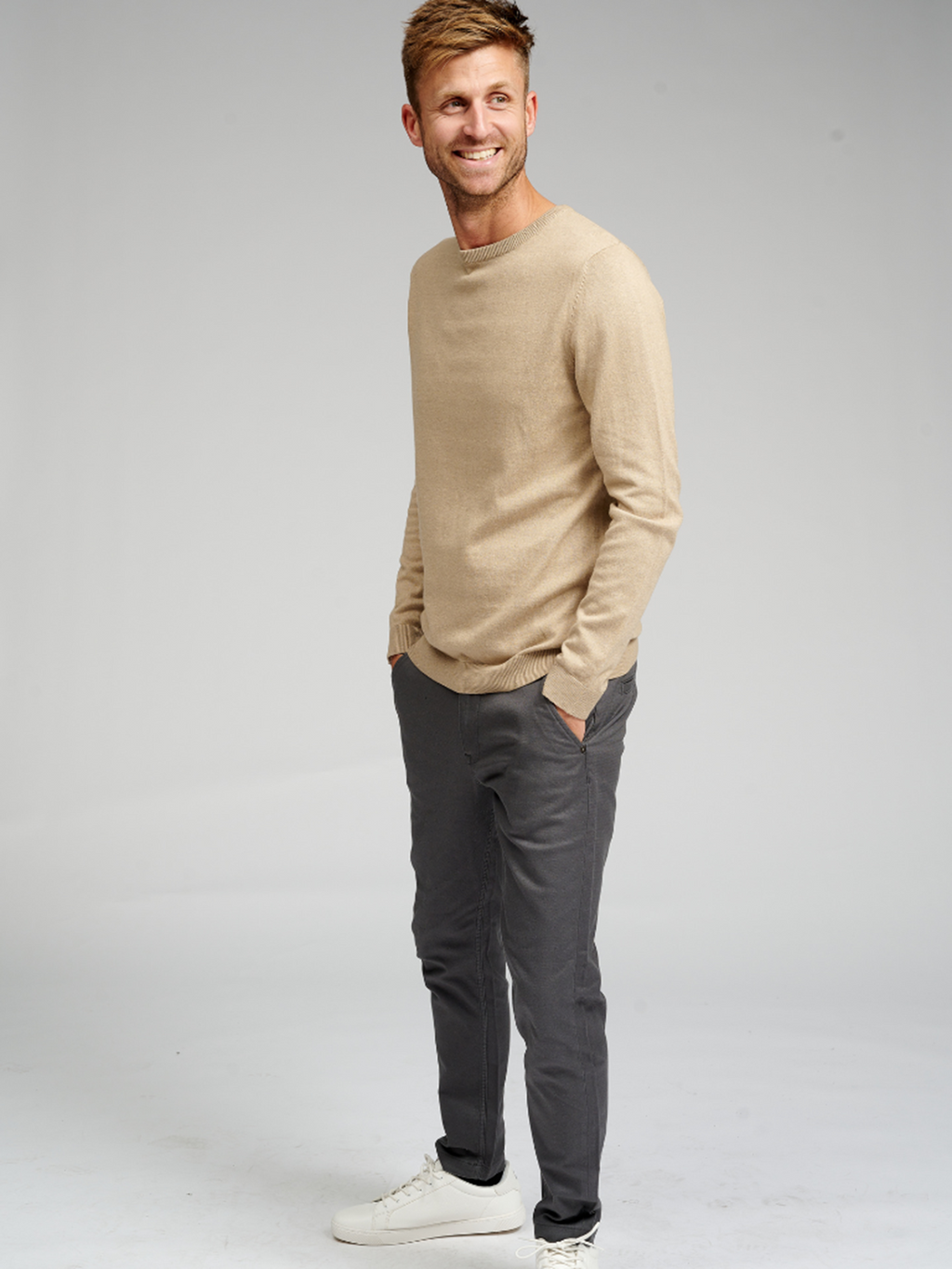 CreWneck di base in maglia - beige