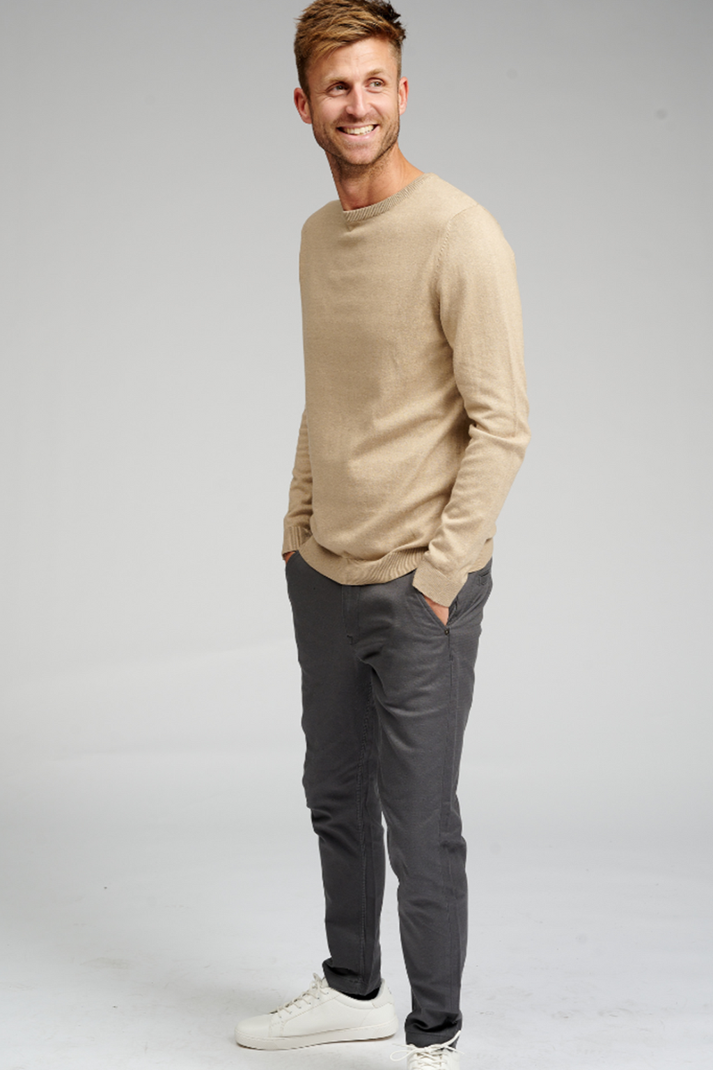 CreWneck di base in maglia - beige