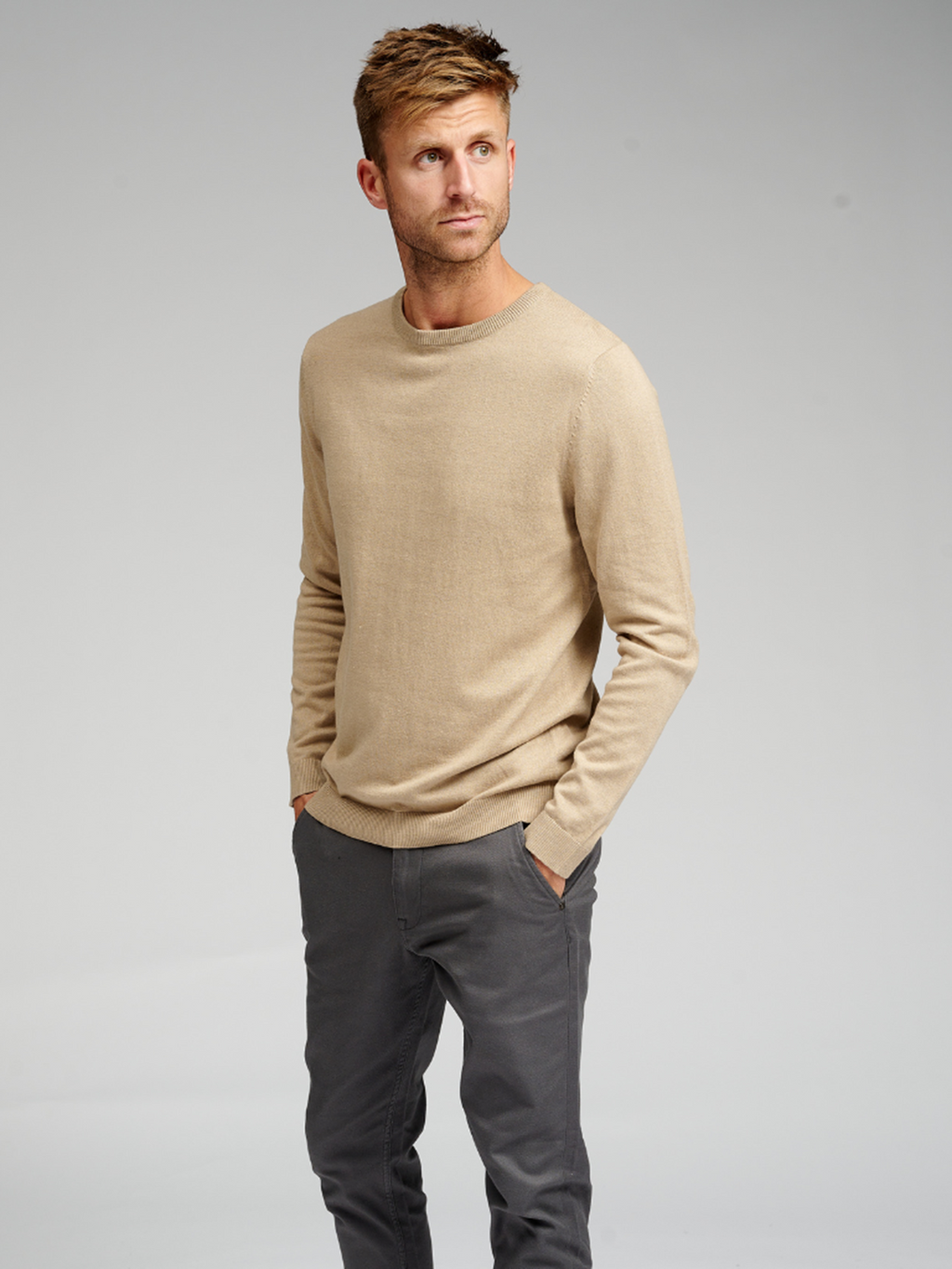 CreWneck di base in maglia - beige