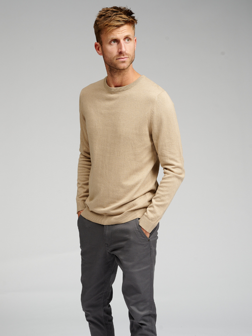 Basic Knit Crewneck - Beige - TeeShoppen - Sand/Beige