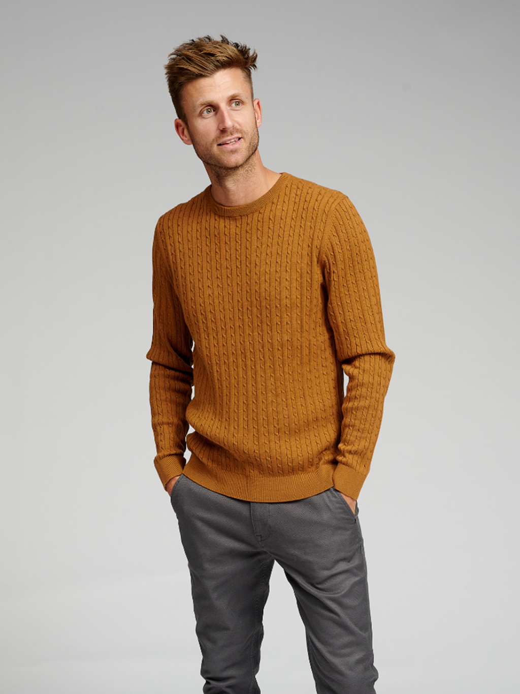 Cable Knit Crewneck - Marrone chiaro