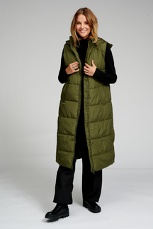 Giubbotto puffer lungo - verde scuro