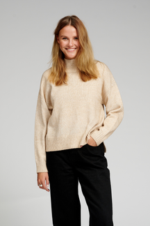 Jumper polo a maglia sovradimensionata - beige