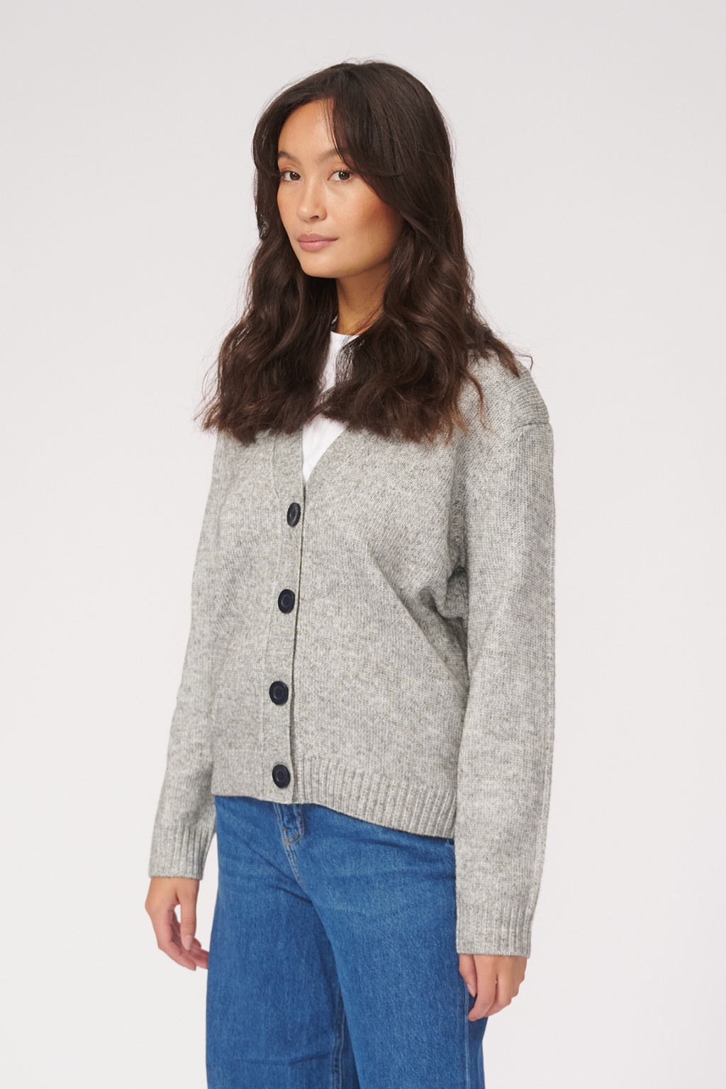 Cardigan a maglia - melange grigio chiaro