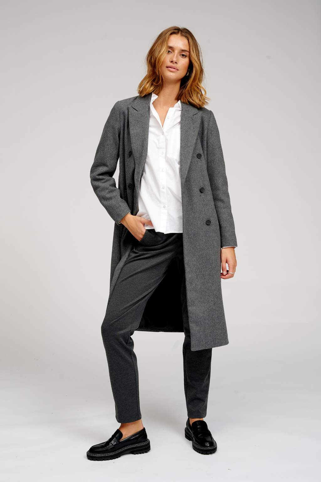 Classic Wool Coat - Dark Grey Melange