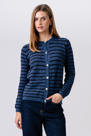 Cardigan lavorato a maglia a righe Crizette - Blu/Blu profondo